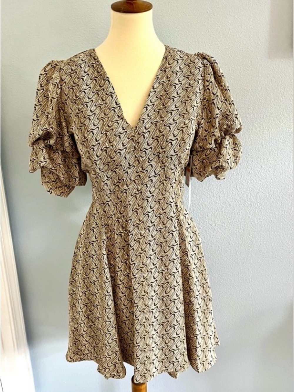 1. State High Low Printed V-Neck Mini Dress